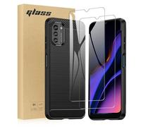 TailTech Case and Screen Protector for Nokia G11/G21 Screen Protector and Case Nokia G11/G21 Case and Tempered Glass,Brushed Stripe TPU Phone Cover with Shockproof Protection Black