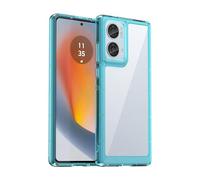 TailTech Phone Case for Motorola Edge 50 - Transparent Acrylic Back with Translucent Turquoise TPU Frame Cover for Moto Edge 50
