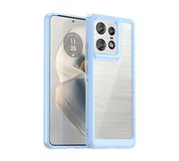 TailTech Phone Case for Motorola Edge 60 and Edge 60 Fusion - Transparent Acrylic Back with Blue TPU Frame Cover for Moto Edge 60 and 60 Fusion