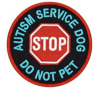 TailWag Planet Autism Service Dog Stop Do Not Pet Patch Embroidered Vest/Harnesses Badge Fastener Hook & Loop Emblem