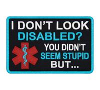 TailWag Planet I Don't Look Disabled You Didn't Seem Stupid Service Dog Patch Embroidered Vest/Harnesses Badge Fastener Hook & Loop Emblem