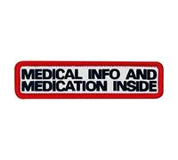 TailWag Planet Medical Info and Medication Inside Service Dog Patch Embroidered Vest/Harnesses Badge Fastener Hook & Loop Emblem, Red