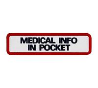 TailWag Planet Medical Info in Pocket Service Dog Patch Embroidered Vest/Harnesses Badge Fastener Hook & Loop Emblem, Red