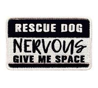 TailWag Planet Rescue Dog Nervous Give Me Space Embroidered Patch with Hook & Loop