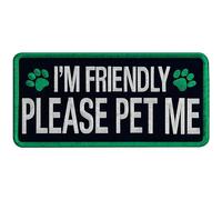 TailWag Planet Service Dog I'm Friendly Please Pet Me Patch Embroidered Vest/Harnesses Badge Fastener Hook & Loop Emblem, 4 * 2 IN, 1198-USM, Blue