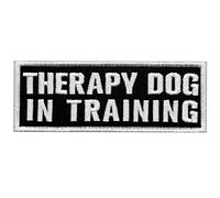 TailWag Planet Therapy Dog in Training Patch Embroidered Vest/Harnesses Badge Fastener Hook & Loop Emblem, 4 x 1.5 Inches