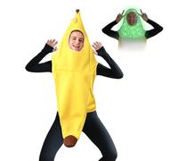 Tailwaggz Banana Costume- Glow in the Dark Fruit Halloween Costume for Adults, Funny Unisex Outfit- Party, Cosplay, Trick or Treat Dress Up