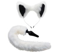 TAILZ - Fox Tail Anal Plug & Headband Set (Black & White)