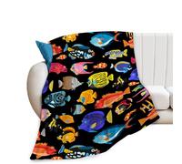 Taimeng Tropical Fish Blanket Fish Decor Pictures Fishing Lover Gift Bedding Blanket Gift for Boys Girls Kids Teens Adults Couch Sofa 40"x50"