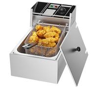 TAIMIKO 2500W 6L Electric Deep Fryer Single Tank Deep Fat Fryer Stainless Steel Chip Fryer with Lid Easy Clean Home and Commercial Use,UK plug