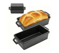 TAIMIKO 9” x 5“ Cast Iron Bread Loaf Pan with Lid, 2 Piece Set Sourdough Baking Pans for Homemade Bread Baking, Roasting, Braising & Meat Frying