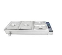 TAIMIKO Commercial Electric Food Warmer -1500W Stainless Steel Bain Marie with Drain Tap Gastronorm Containers for Catering Restaurants, Temperature Control 30-85°C -2 x 1/2 GN Pans -2 x 1/4 GN Pans