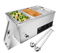 TAIMIKO Electric Food Warmer -with Anti-Dry Burn & Reset Button 1500W Commercial Bain Marie,Stainless Steel Buffet Container, 0-85°C Adjustable Temp for Restaurant & Buffet (GN 1/3 × 3)