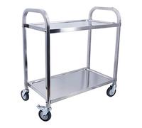 TAIMIKO Large Stainless Steel Utility Cart 2 Tiers Kitchen Trolley Rolling Carts Restaurants Serving Trolley Storage Cart With Locking Wheels,Garage,Restaurants,Hotels (850x450x900mm)