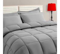 TAIMIT Grey Queen Size Comforter Set - 7 Pieces, Bed in a Bag Bedding Sets with All Season Soft Quilted Warm Fluffy Reversible Comforter,Flat Sheet,Fitted Sheet,2 Pillow Shams,2 Pillowcases,Gray