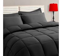 TAIMIT Queen Size Comforter Set - 7 Pieces, Bed in a Bag Bedding Sets with All Season Soft Quilted Warm Fluffy Reversible Comforter,Flat Sheet,Fitted Sheet,2 Pillow Shams,2 Pillowcases,Dark Grey