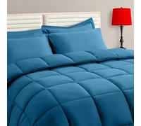 TAIMIT Teal Queen Size Comforter Set - 7 Pieces, Bed in a Bag Bedding Sets with All Season Soft Quilted Warm Fluffy Reversible Comforter,Flat Sheet,Fitted Sheet,2 Pillow Shams,2 Pillowcases