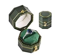 TAIMY Vintage Ring Box, Classical Victorian Style Mini Antique Ring Box, Handcrafted Small Keepsake Jewelry Box(Equilateral Octagon, Green)