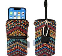 Tainada Men Women Cell Phone Neoprene Shockproof Zippered Sleeve Case Bag Pouch w/Clip Hook, Neck Lanyard, Belt Loop Holster for iPhone 17/16 Pro Max, Air, 16 Plus, 16e; Samsung S25+ (Folk Style 1)