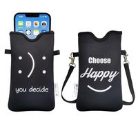 Tainada Men Women Neoprene Phone Sleeve Pouch Case Bag with Crossbody Strap/Neck Lanyard for iPhone 16/15/14 Pro Max, 16/15/14 Plus, Samsung S25, A55, Google Pixel 9 (You Decide)