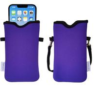 Tainada Men Women Neoprene Phone Sleeve Pouch Case Bag with Crossbody Strap/Neck Lanyard for iPhone 16/15/14 Pro Max, 16/15/14 Plus, Samsung S24+, S23, A25, A35, A54, Z Fold5, Google Pixel 9 (Purple)