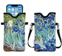 Tainada Neoprene Phone Pouch w/Crossbody, Neck Lanyard (Van Gogh Irises)