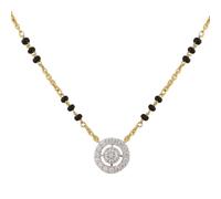 TAINIKA CZ Silver Mangalsutra for Women 18K Gold Plated 925 Sterling Silver Black Bead Chain Necklace with Dainty, Cubic Zirconia, Moissanite, Pendant - Everyday Minimalist Indian Jewelry Gift for Her
