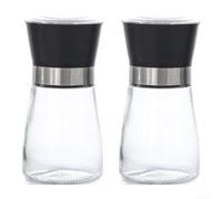 Tainless Steel And Glass Pepper Mill For Manual Grinding Of Salt Spices Herbs, Multifunctional Food Grinder, Compact Design(A short black)