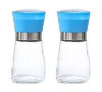Tainless Steel And Glass Pepper Mill For Manual Grinding Of Salt Spices Herbs, Multifunctional Food Grinder, Compact Design(A short blue)