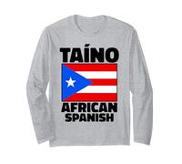 Taino African Spanish Puerto Rico Roots Boricua Rican Flag Long Sleeve T-Shirt
