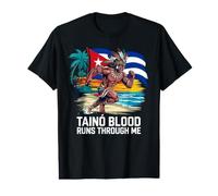 Taino Blood Runs Through Me Running Warrior Cuban Flag Beach Value Graphic T-Shirt