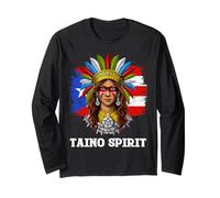Taino Boricua Puerto Rico Warrior Puerto Rican Flag Long Sleeve T-Shirt