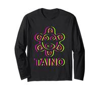 Taino Tribal Symbol Neon Face Design Long Sleeve T-Shirt