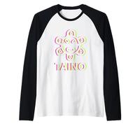 Taino Tribal Symbol Neon Face Design Raglan Baseball Tee
