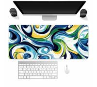 Tainrun Gaming Mouse Pad Blue White, XXL Large Mouse Mat 700x300x3mm | Large mouse mats for Desk, Waves Gaming Mousepad with Stitched Edges, Smooth Tracking, Washable Non-Slip Desk Pad