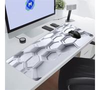Tainrun Gaming Mouse Pad Honeycomb, XXL Large Mouse Mat 700x300x3mm | Large mouse mats for Desk, White Gaming Mousepad with Stitched Edges, Smooth Tracking, Washable Non-Slip Desk Pad
