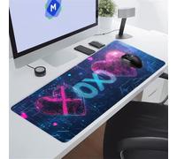 Tainrun Gaming Mouse Pad Pink, XXL Large Mouse Mat 1200x600x3mm | Large mouse mats for Desk, Blue Heart Gaming Mousepad with Stitched Edges, Smooth Tracking, Washable Non-Slip Desk Pad