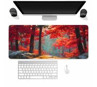 Tainrun Gaming Mouse Pad Red Maple, XXL Large Mouse Mat 700x300x3mm | Large mouse mats for Desk, Leaf Gaming Mousepad with Stitched Edges, Smooth Tracking, Washable Non-Slip Desk Pad