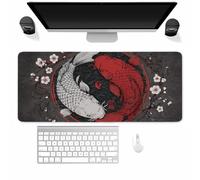 Tainrun Gaming Mouse Pad Red White, XXL Large Mouse Mat 700x300x3mm | Large mouse mats for Desk, Koi Gaming Mousepad with Stitched Edges, Smooth Tracking, Washable Non-Slip Desk Pad