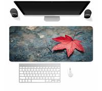 Tainrun Large Mouse Mat XXL, Washable Gaming mouse pad with Anti-Slip Rubber Base, Extended Desk Pad Gaming Keyboard Mousepad for Office & Home(1000x500x3mm,Red Maple Leaf)