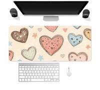 Tainrun Large Mouse Mat XXL, Washable Gaming mouse pad with Anti-Slip Rubber Base, Extended Desk Pad Gaming Keyboard Mousepad for Office & Home(1000x500x2mm,Beige Heart)