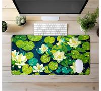 Tainrun XXL Mouse Pad 700x300x3mm Extended Desk pad, Lotus Pond Gaming mouse Mat for Desk with Stitched Edges and Non-Slip Rubber Base, mouse Pads for PC, Laptop, Office