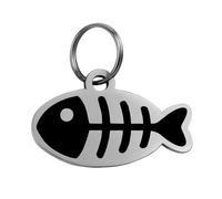 Tainrunse Bright Color Pet Tag Stainless Steel Pet Tag for Small Dogs Cats Fish Shape Rust-proof Engraved Letters Black