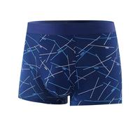 Tainrunse Men Seamless Underwear Comfortable Boxers Men's Soft Breathable U Convex Quick Dry Moisture-wicking Letter Striped Print Geometric Lines High Royal Blue 2XL
