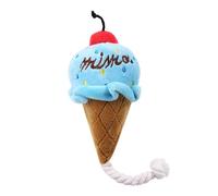 Tainrunse Squeaky Dog Toy with Ropes Gift for Lovers Interactive Plush Dental Health Bite-resistant Cartoon Animals Design Built-in Blue