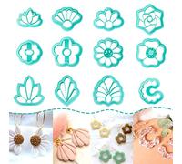 TAINSKY Flower Shape Polymer Clay Cutters Set, 12 Shapes Clay Earrings Cutters for Polymer Clay Jewelry, Plastic Clay Earring Cutters for Polymer Clay Jewelry Making