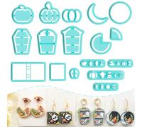 Tainsky Halloween Bookshelves Polymer Clay Cutters, 17 Shapes for Fall Bookcases Polymer Clay Cutters for Earrings