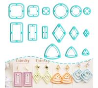 Tainsky Organic Shapes Clay Cutters for Polymer Clay Jewelry, 15 Shapes Basic Shapes Polymer Clay Cutters for Earrings