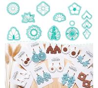 TAINSKY Polymer Clay Cutters, Floral Clay Cutters for Polymer Clay Jewelry, 13 Shapes Flower Clay Earrings Cutters, Polymer Clay Cutters for Polymer Clay Jewelry Making, Clay Cutters