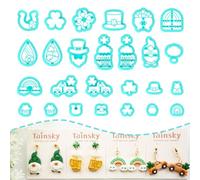 TAINSKY St. Patrick's Day Polymer Clay Cutters, Guinness Clay Cutters for Polymer Clay Jewelry, 26 Shapes St. Pat's Day Clay Earring Cutters, The Day of The Shamrock Earrings Clay Cutters